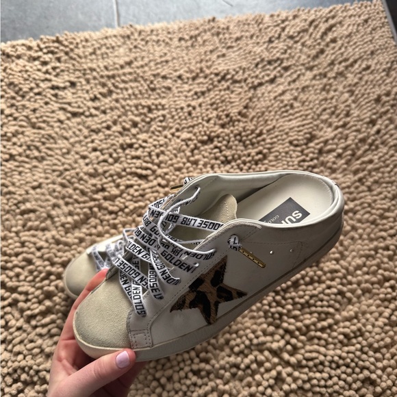 Golden Goose Shoes - Golden Goose Cream and Black Star Slip-On Sneakers